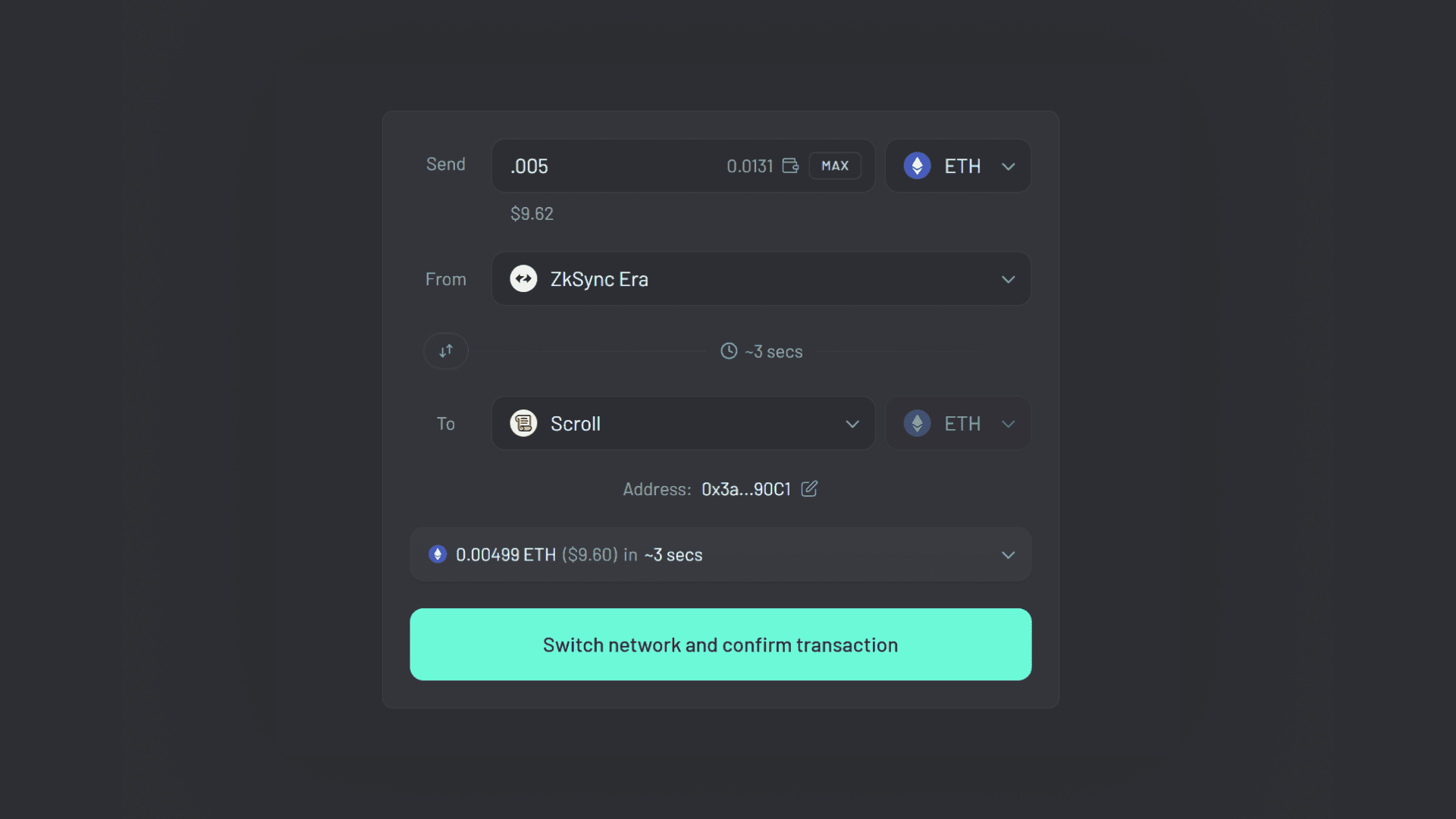 Across' Scroll Bridge: Transaction Completed