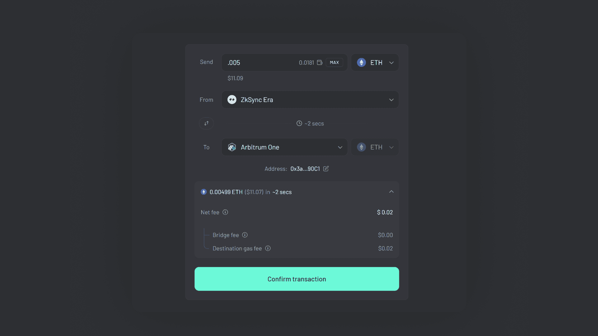 Arbitrum Bridge Confirmation description