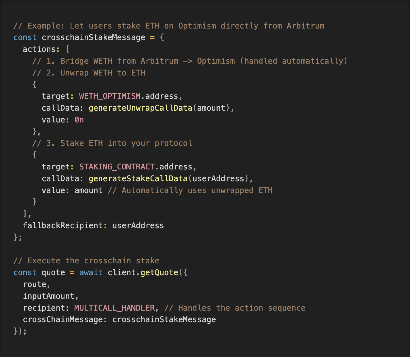 Crosschain Actions Code Example